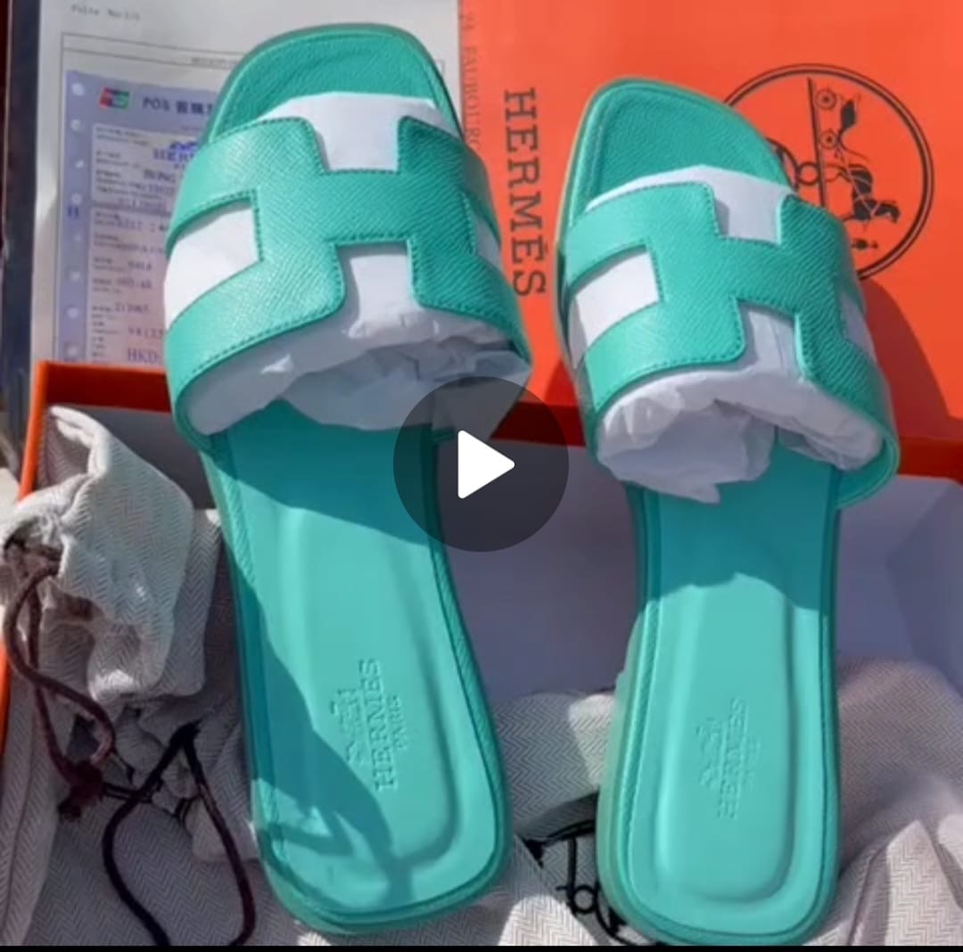 Turquoise Green Hermes slides(close size)