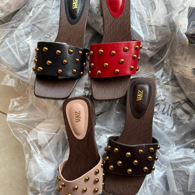 Fibi Zara Slippon With Gold Stone (Regular Sizes)