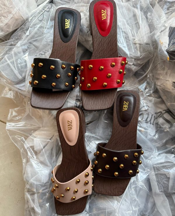 Fibi Zara Slippon With Gold Stone (Regular Sizes)